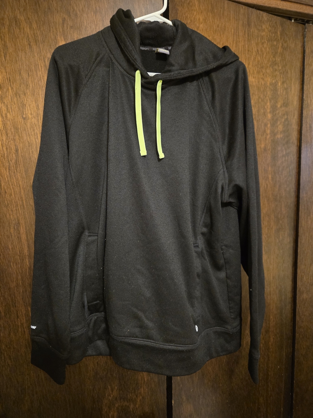 Xersion Black Hoodie with Lime Drawstrings
